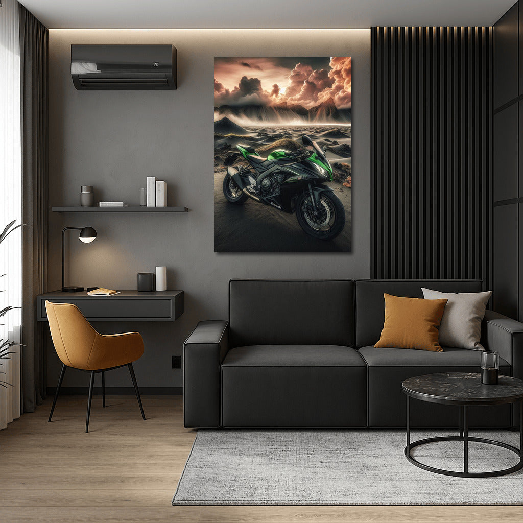 Kawasaki Speed Through Volcanic Landscapes