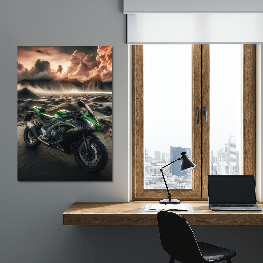 Kawasaki Speed Through Volcanic Landscapes