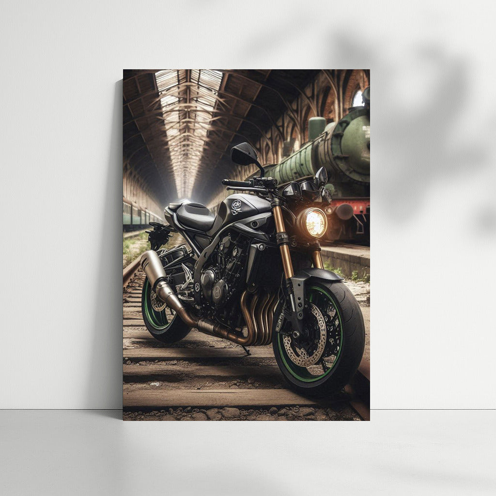 Speed of Time: Kawasaki Motorcycle in an Abandoned Depot