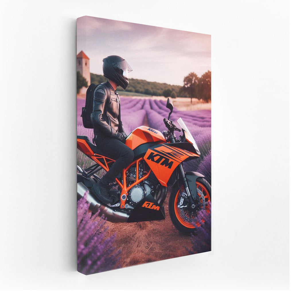 Roaring KTM in Lavender Fields: Adventure on Two Wheels