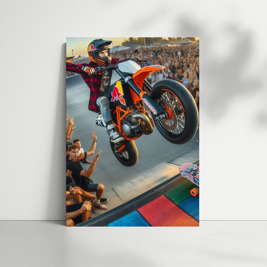 Freedom on Wheels: KTM Motorcycle at Skate Park