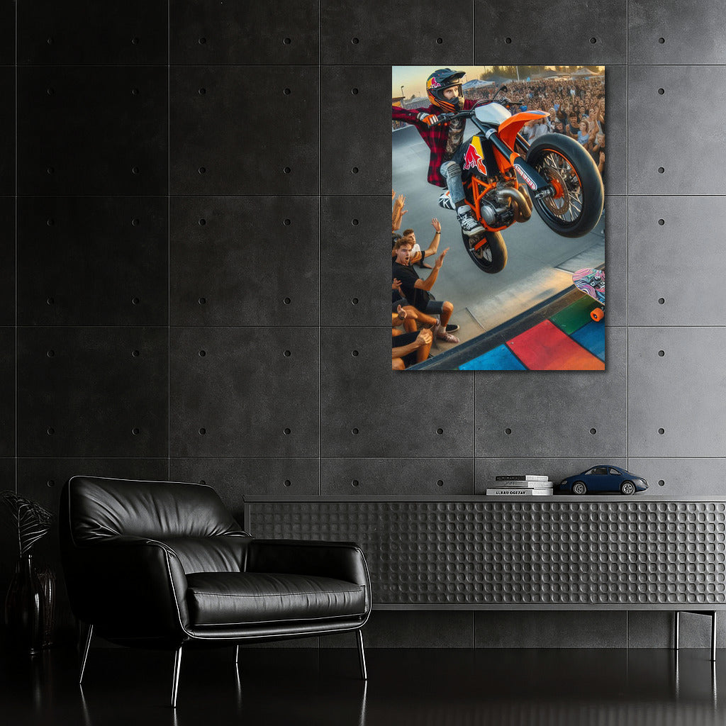 Freedom on Wheels: KTM Motorcycle at Skate Park