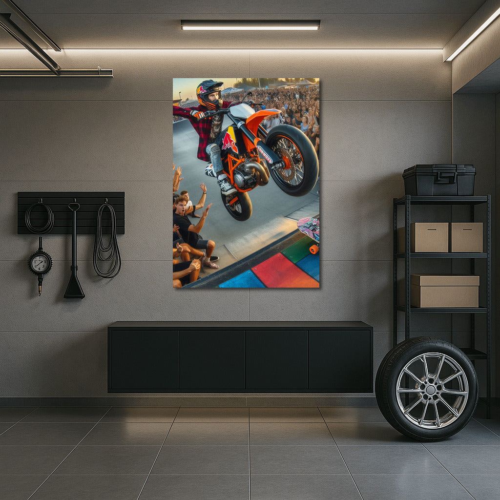 Freedom on Wheels: KTM Motorcycle at Skate Park