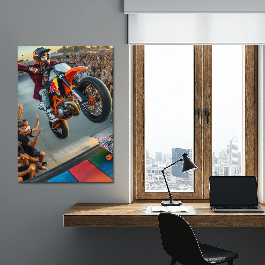 Freedom on Wheels: KTM Motorcycle at Skate Park