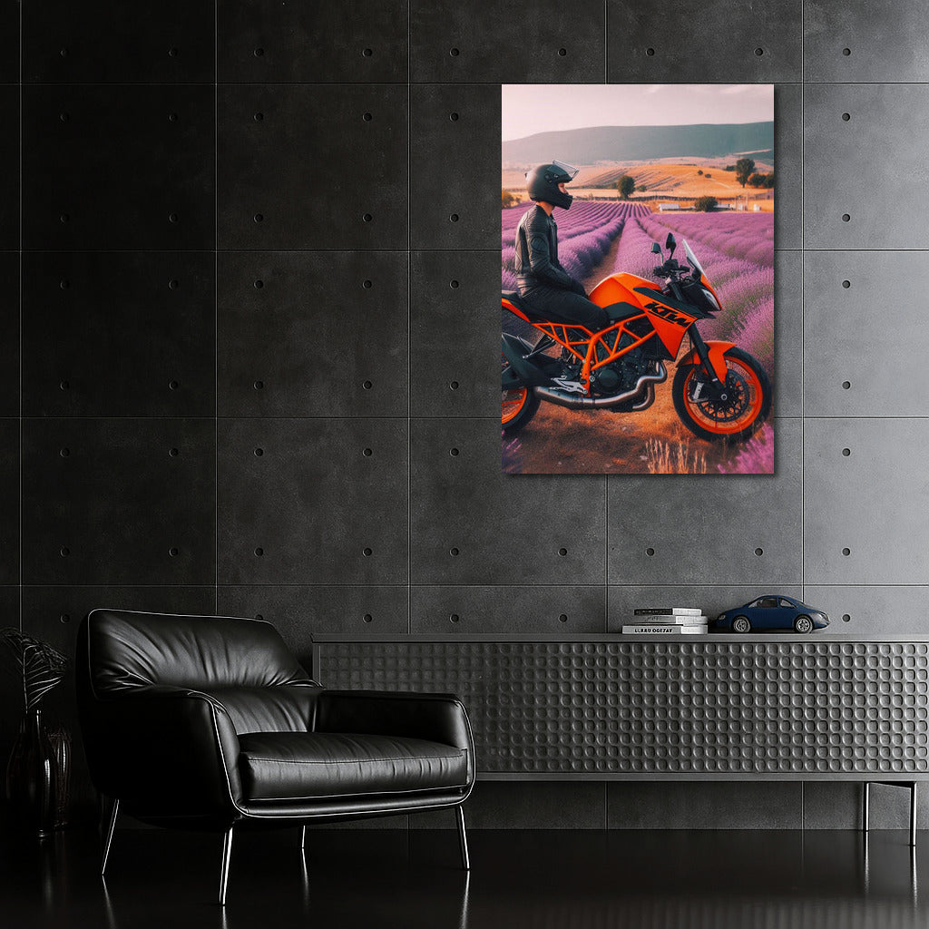 Orange KTM: Freedom in the Lavender Fields
