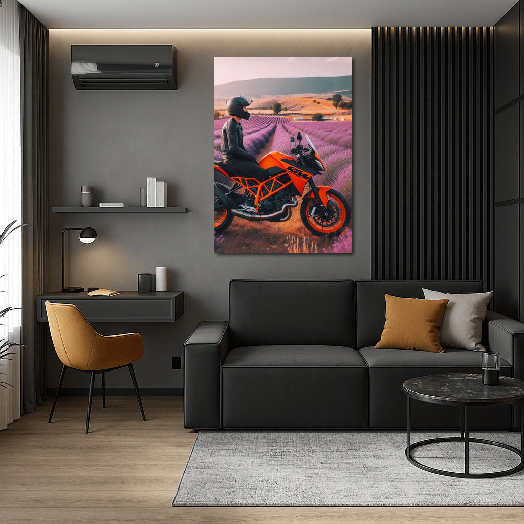 Orange KTM: Freedom in the Lavender Fields