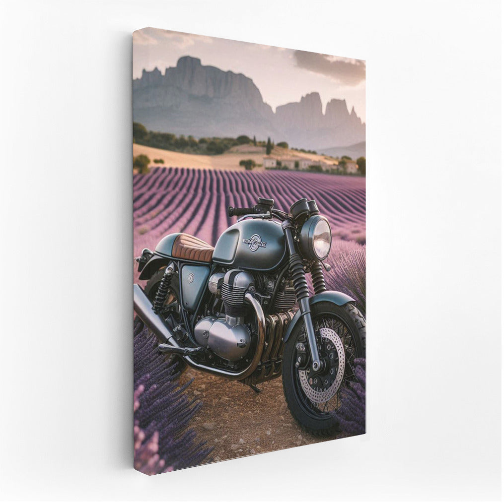 Moto Guzzi in Lavender Fields: Fusion of Power and Nature