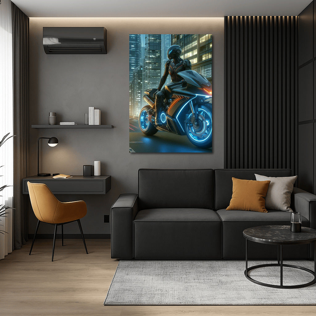 Neon Racer: Moto Guzzi in the Heart of the Metropolis