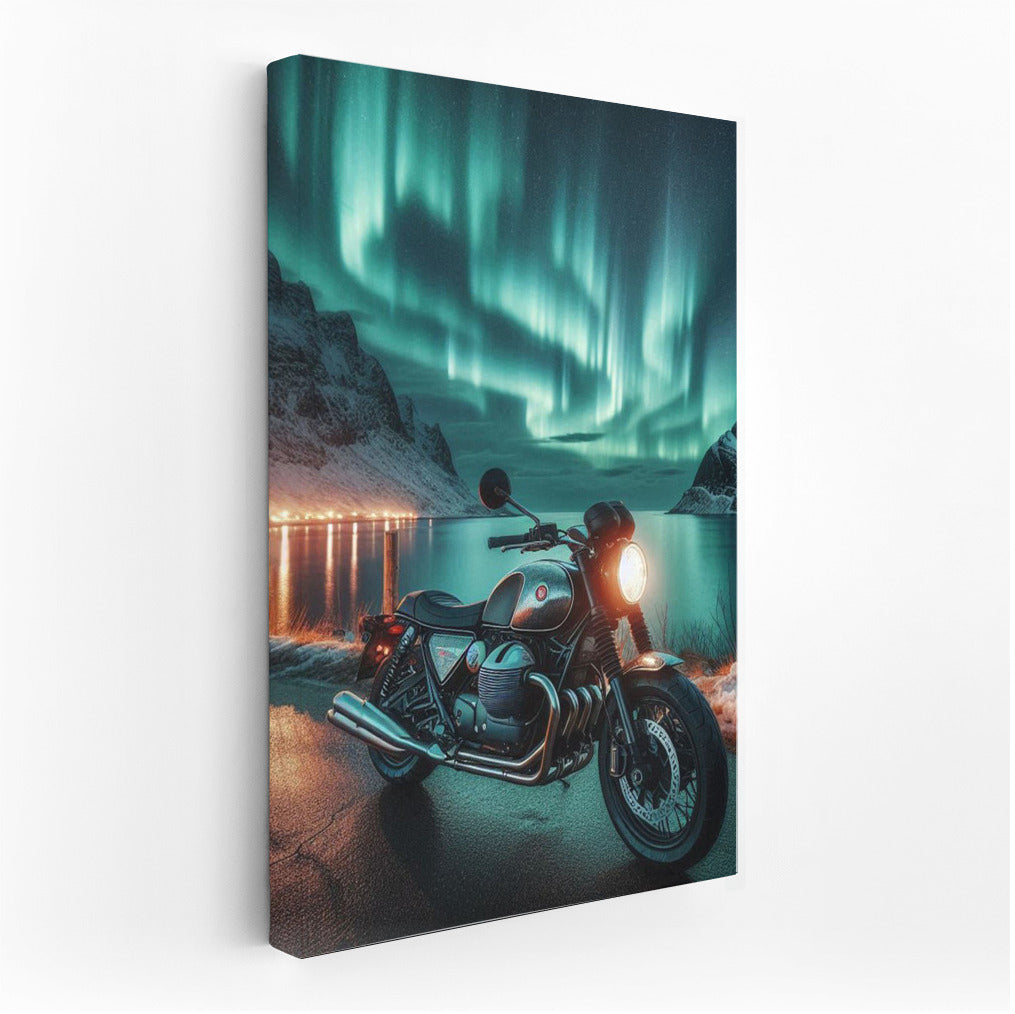 Moto Guzzi Under the Northern Lights: Adventure in the Night