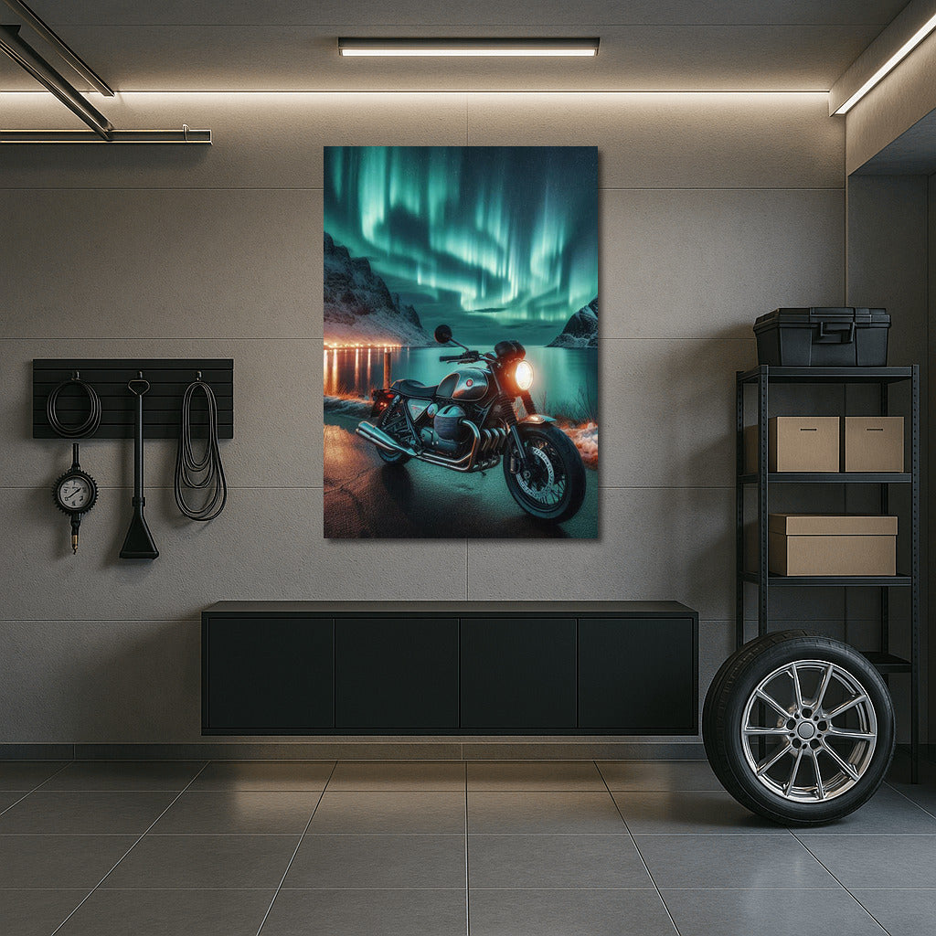 Moto Guzzi Under the Northern Lights: Adventure in the Night