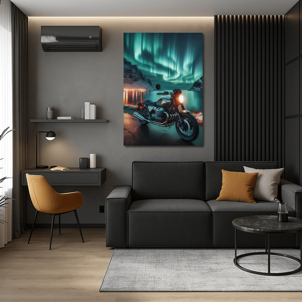 Moto Guzzi Under the Northern Lights: Adventure in the Night