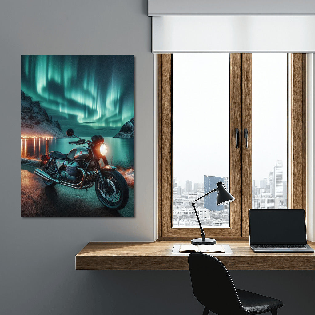 Moto Guzzi Under the Northern Lights: Adventure in the Night