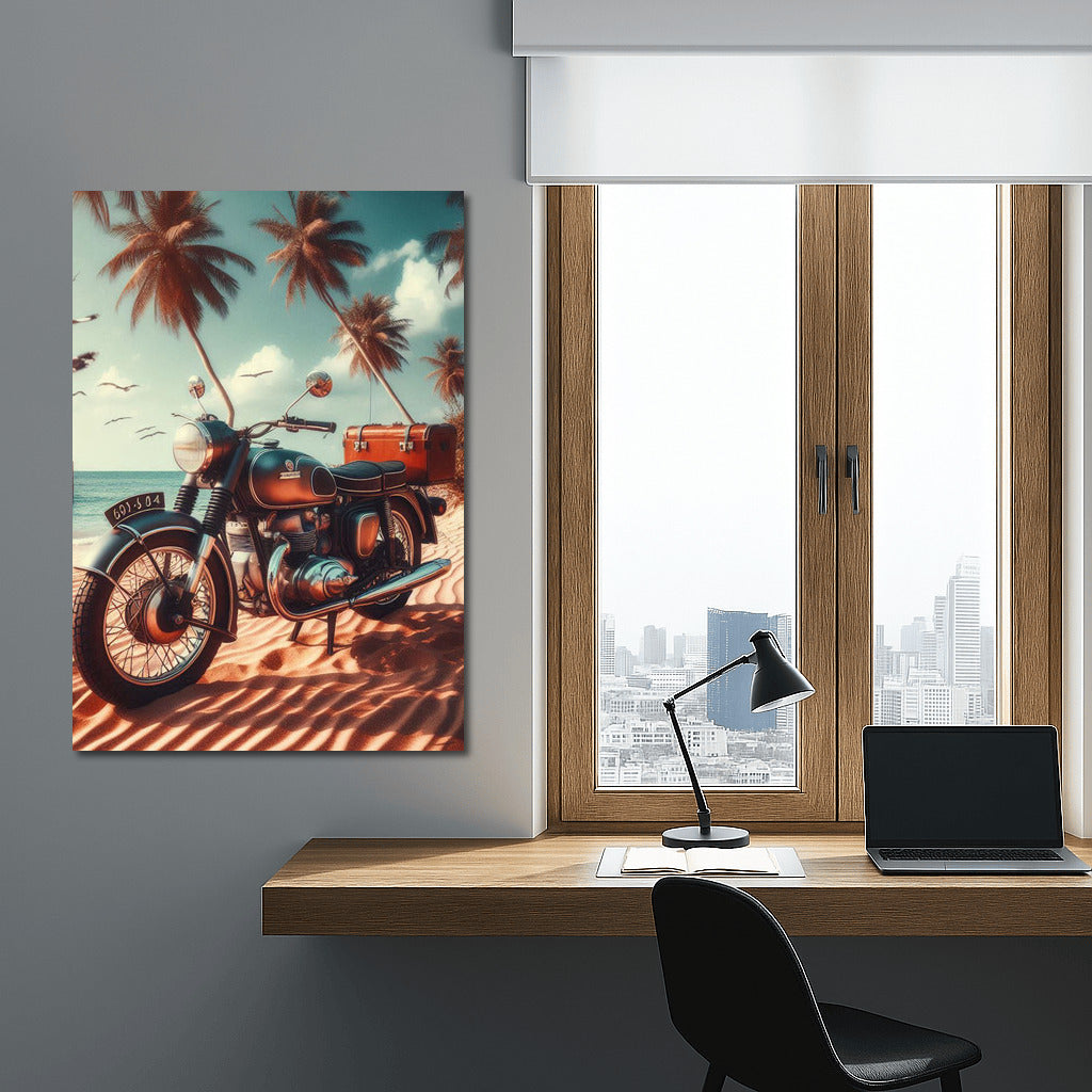 Freedom on Wheels: Moto Guzzi at the Beach and Palms