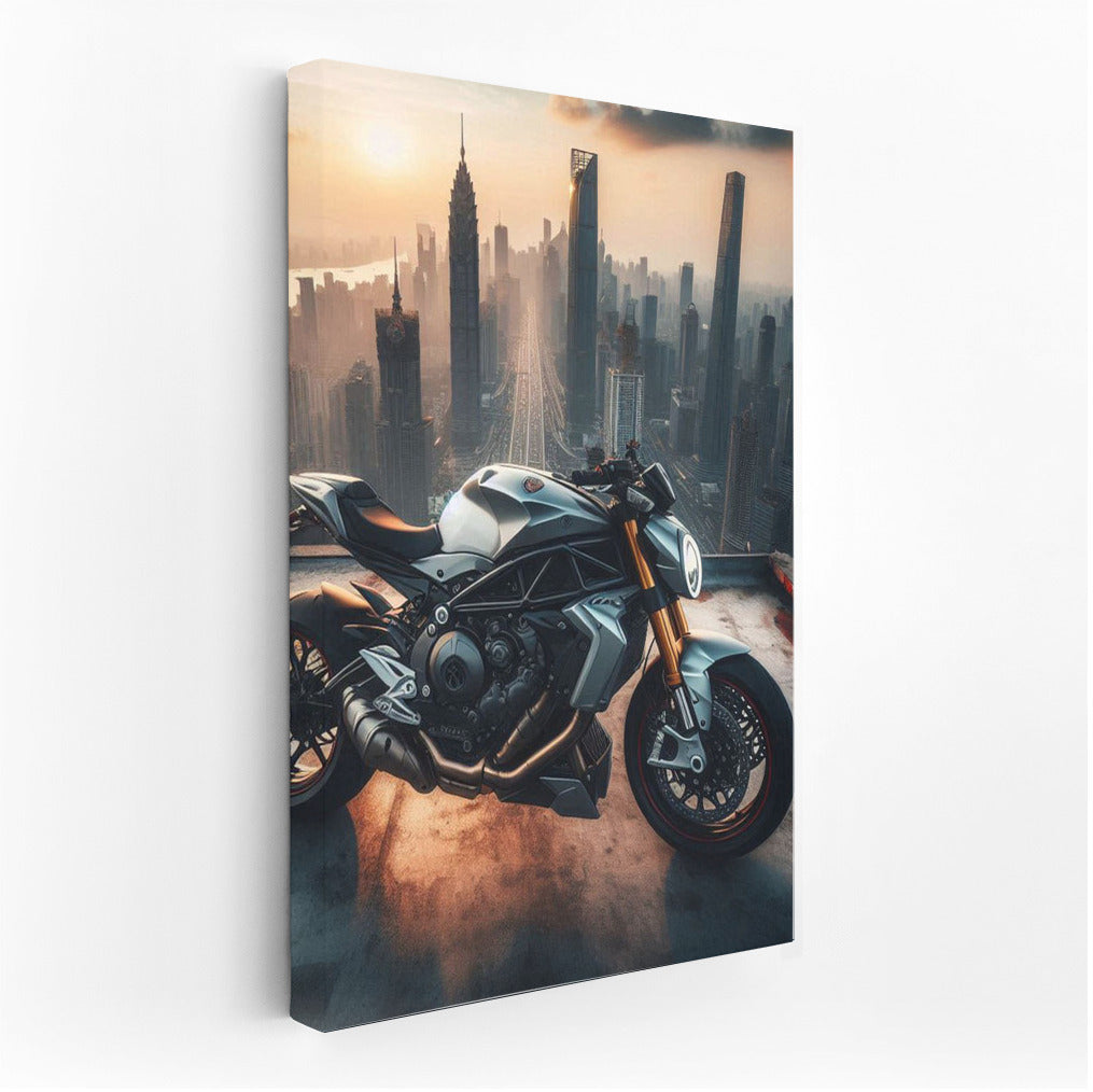 MV Agusta on Top of the City: Motorcycle on the Roof of a Skyscraper