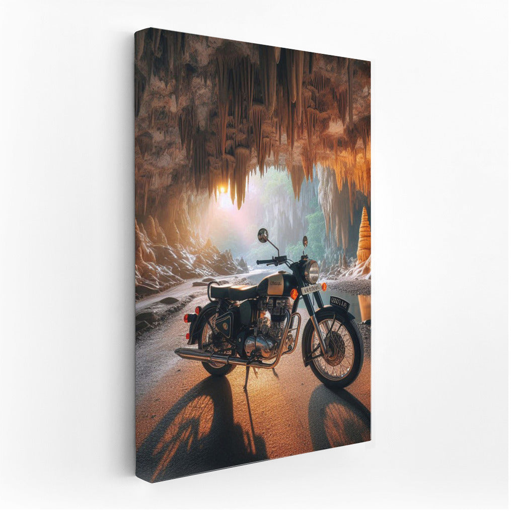 Royal Enfield in Caves: Motorcycle among Stalactites and Stalagmites
