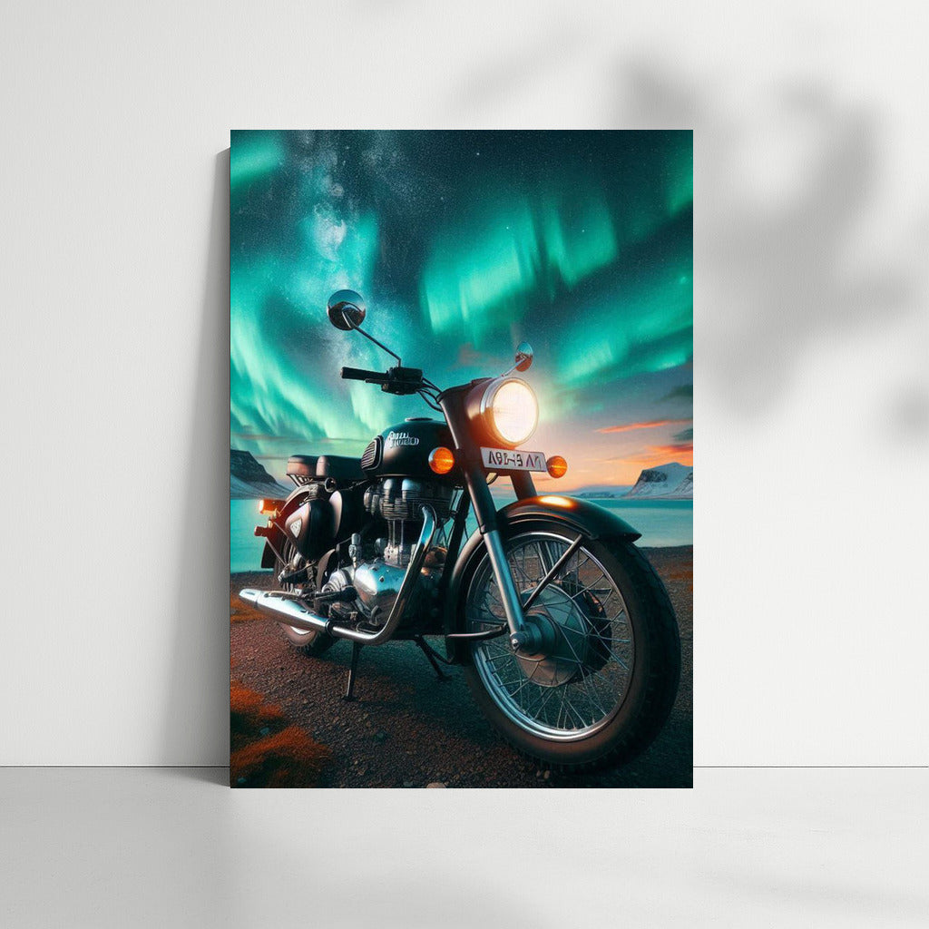 Royal Enfield under the Northern Lights: Freedom and Magic of Nature