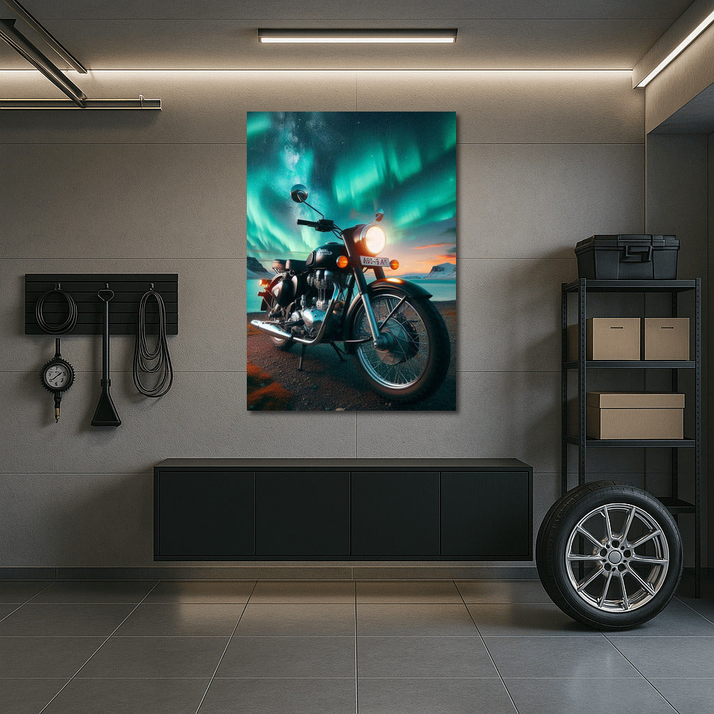 Royal Enfield under the Northern Lights: Freedom and Magic of Nature