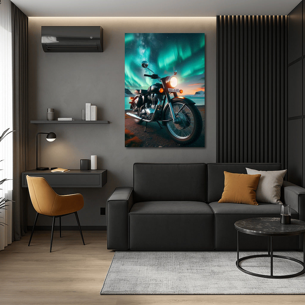 Royal Enfield under the Northern Lights: Freedom and Magic of Nature