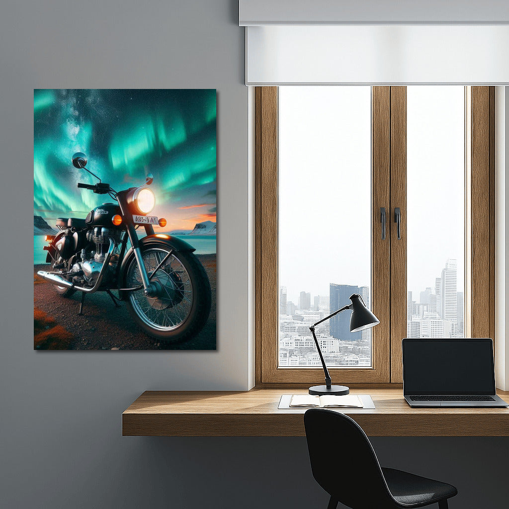 Royal Enfield under the Northern Lights: Freedom and Magic of Nature