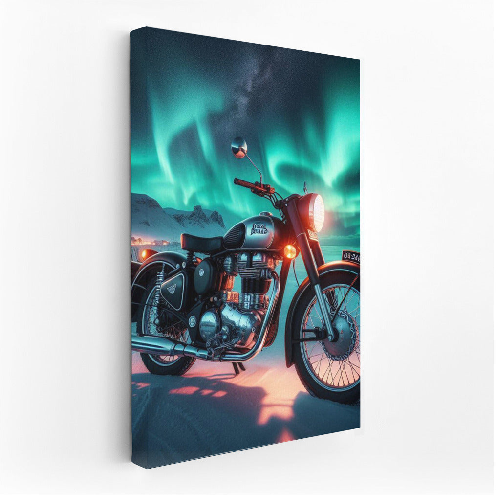 Royal Enfield under the Northern Lights: The Magic of Movement and Light