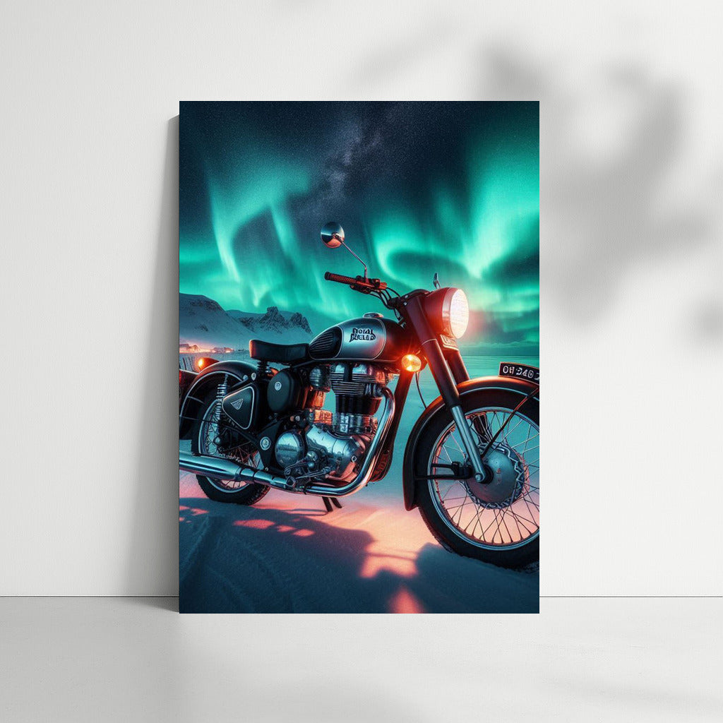 Royal Enfield under the Northern Lights: The Magic of Movement and Light
