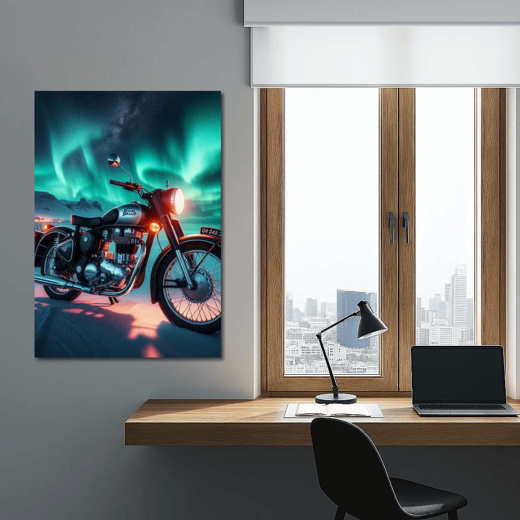 Royal Enfield under the Northern Lights: The Magic of Movement and Light