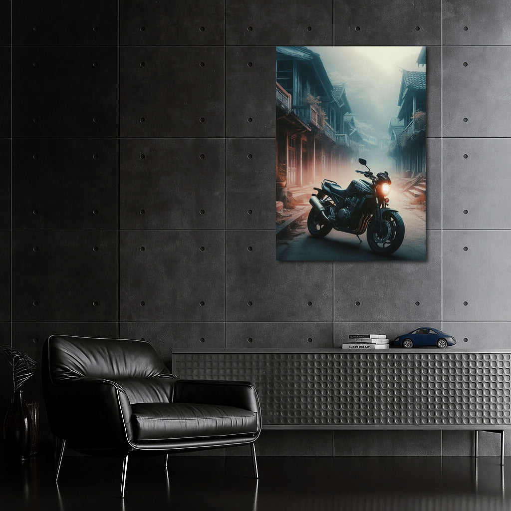 Suzuki in the Fog: Ghost Town and Motorcycle