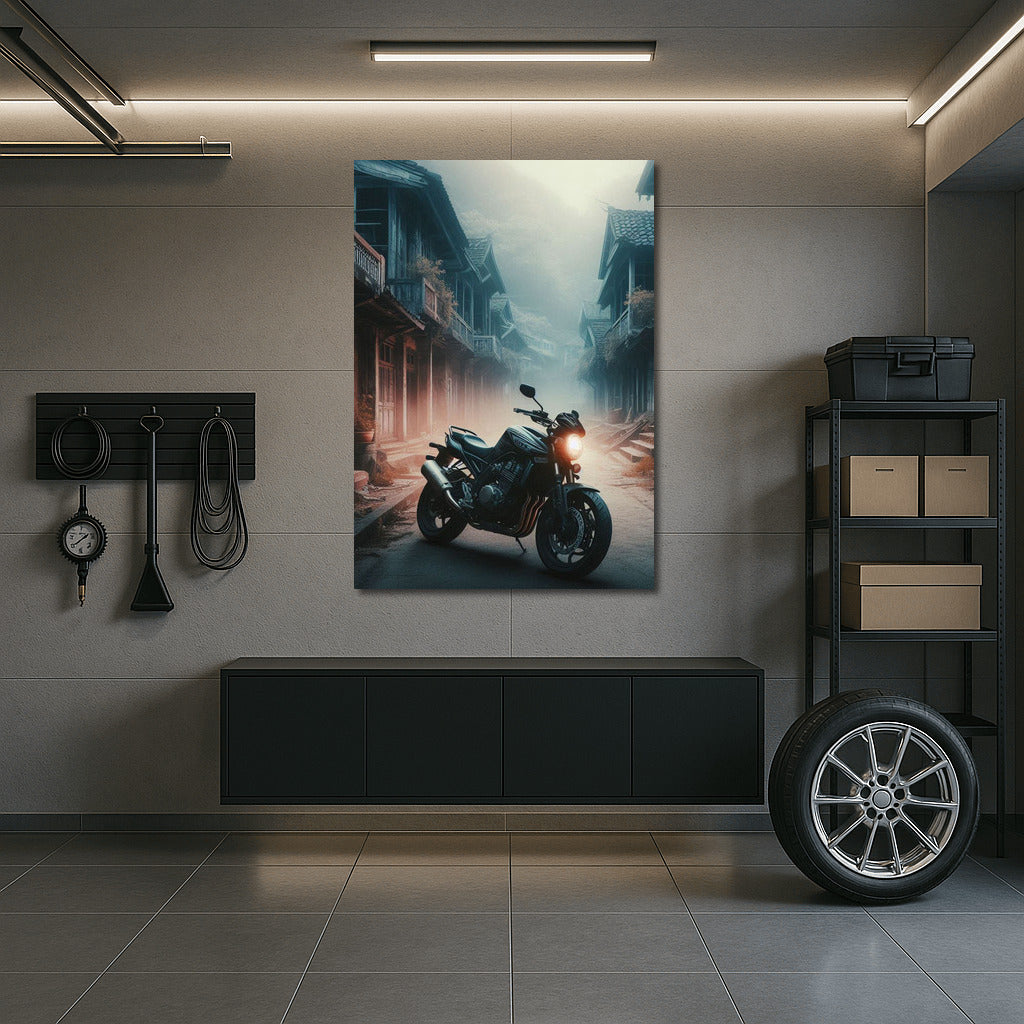 Suzuki in the Fog: Ghost Town and Motorcycle