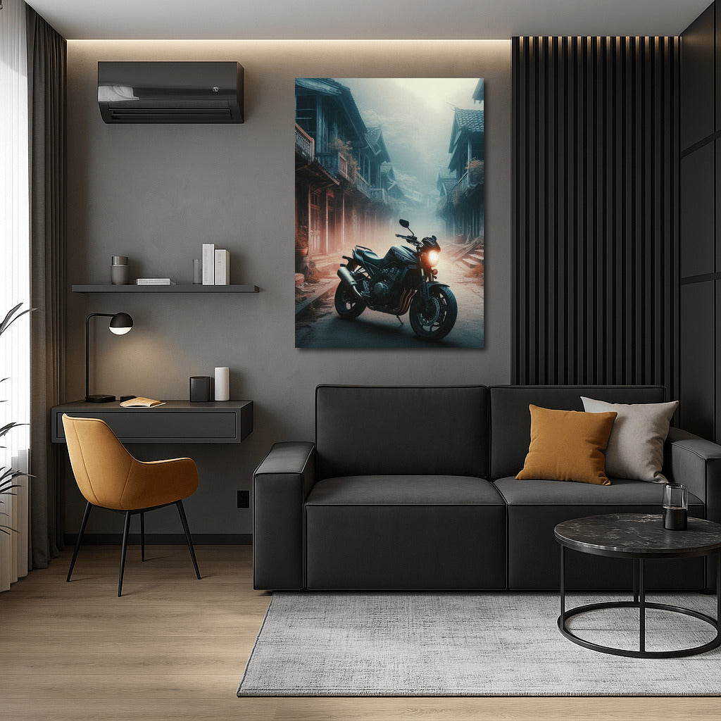 Suzuki in the Fog: Ghost Town and Motorcycle