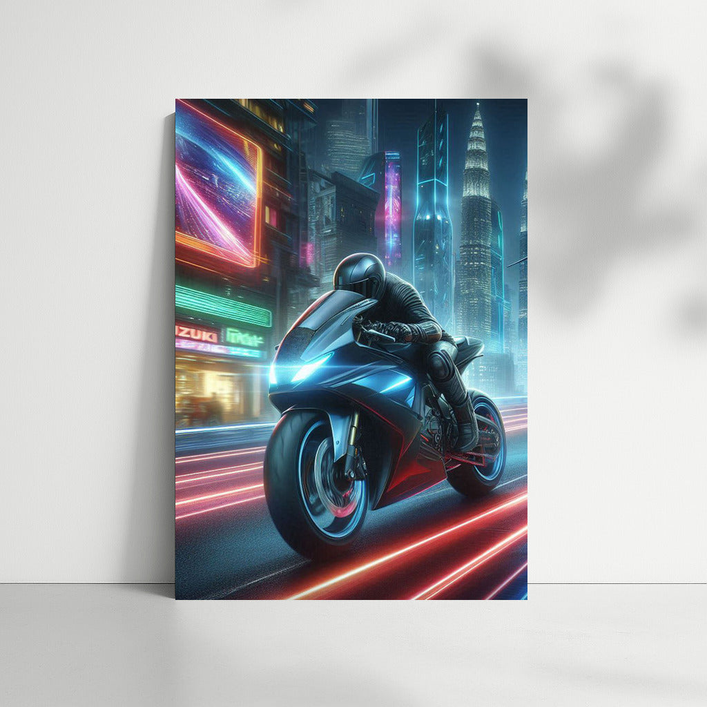 Future Speed: Suzuki Motorcycle in Futuristic City