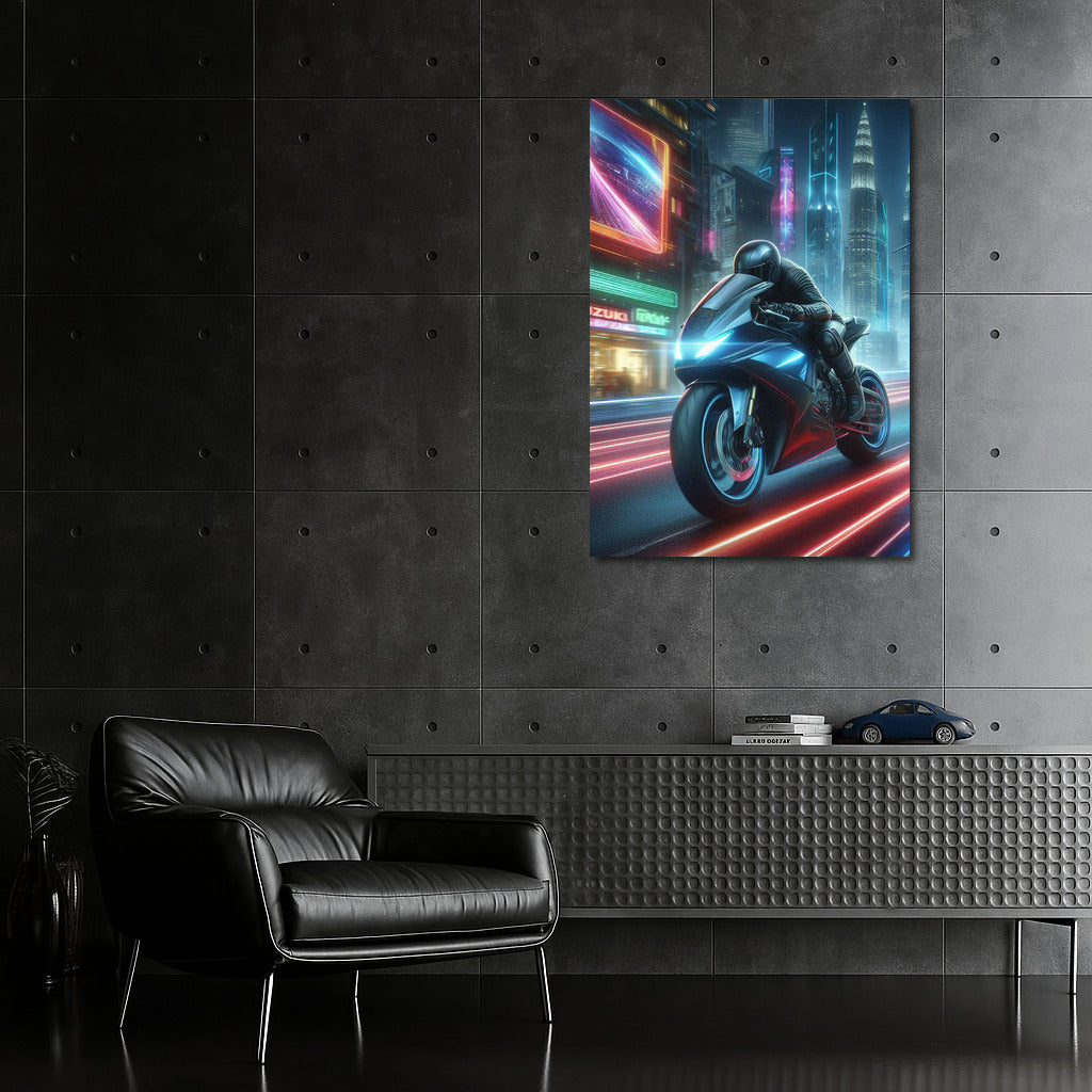 Future Speed: Suzuki Motorcycle in Futuristic City