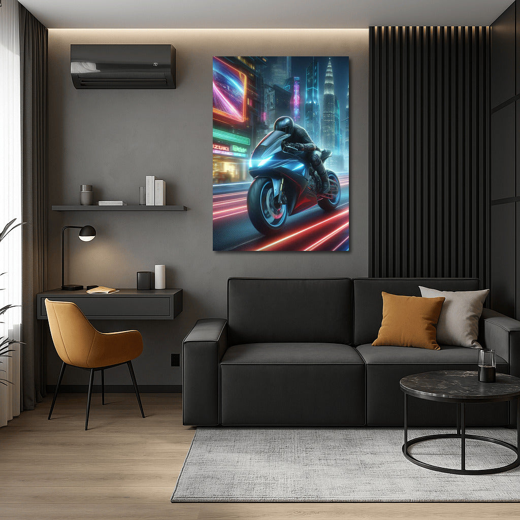 Future Speed: Suzuki Motorcycle in Futuristic City