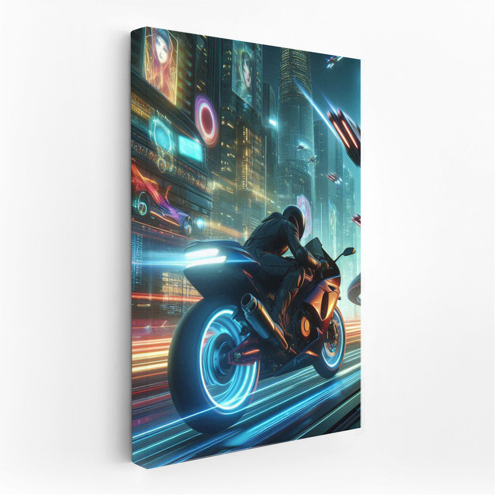 Light Vortex: Suzuki Motorcycle in Futuristic Metropolis