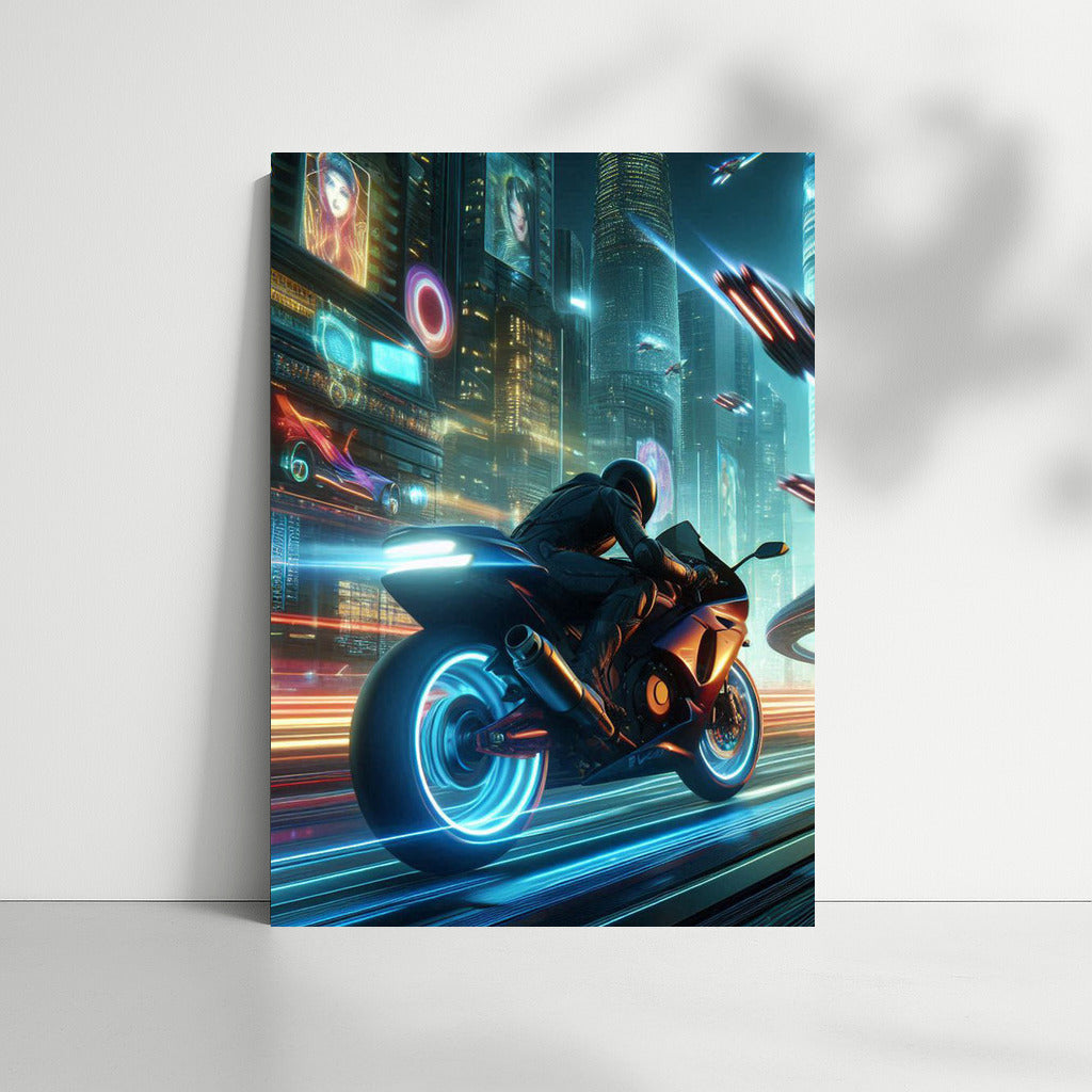 Light Vortex: Suzuki Motorcycle in Futuristic Metropolis