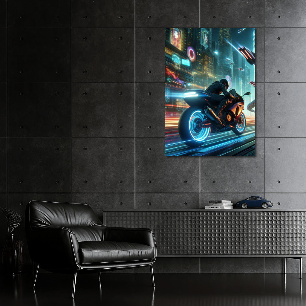 Light Vortex: Suzuki Motorcycle in Futuristic Metropolis