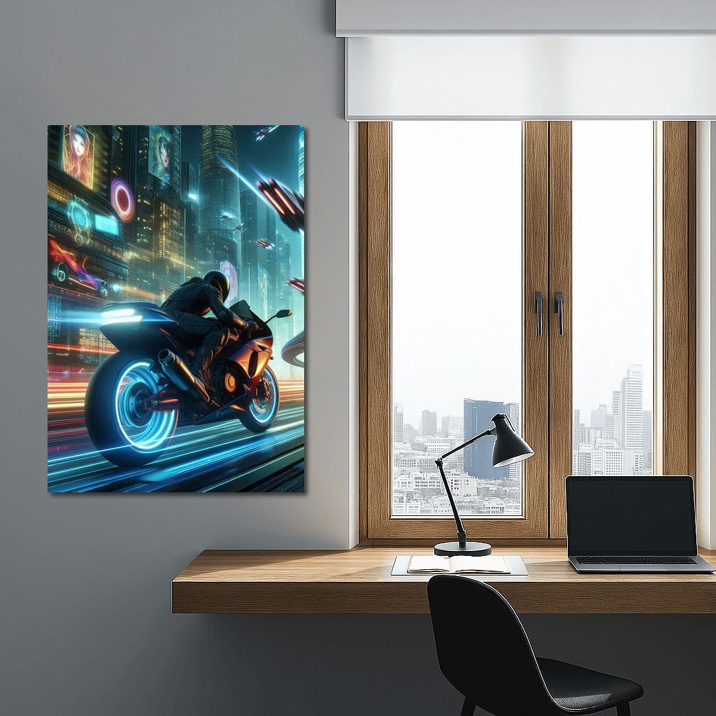 Light Vortex: Suzuki Motorcycle in Futuristic Metropolis