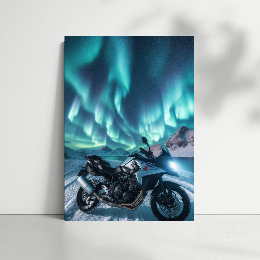 Northern Lights and Suzuki Motorcycle: Daring Voyage
