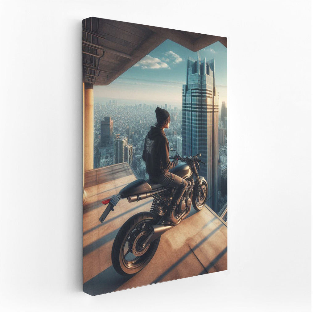 Freedom on Top: Suzuki Motorcycle on the Roof of a Skyscraper