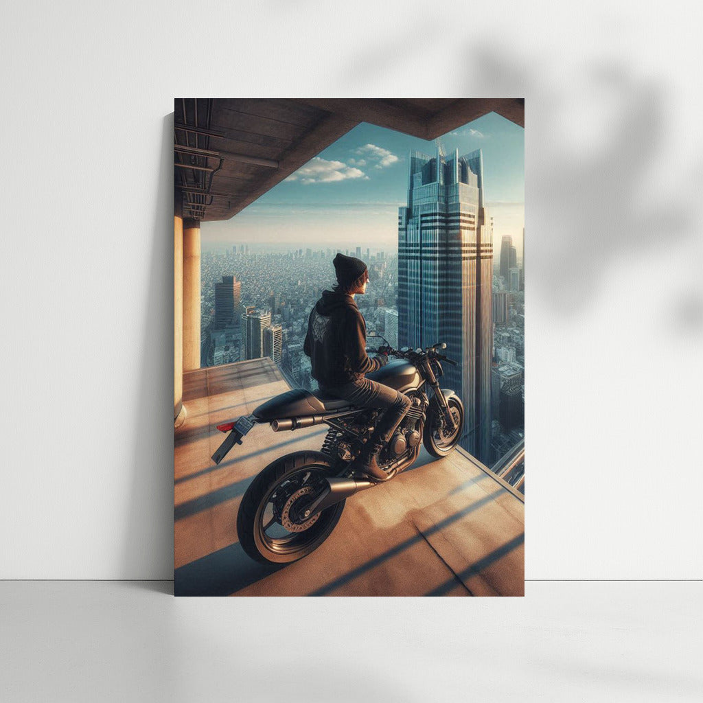 Freedom on Top: Suzuki Motorcycle on the Roof of a Skyscraper