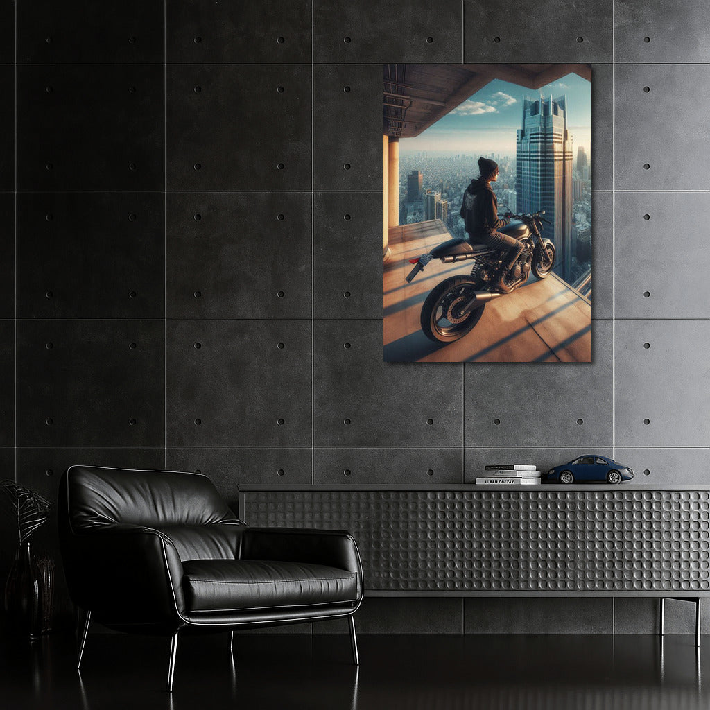 Freedom on Top: Suzuki Motorcycle on the Roof of a Skyscraper