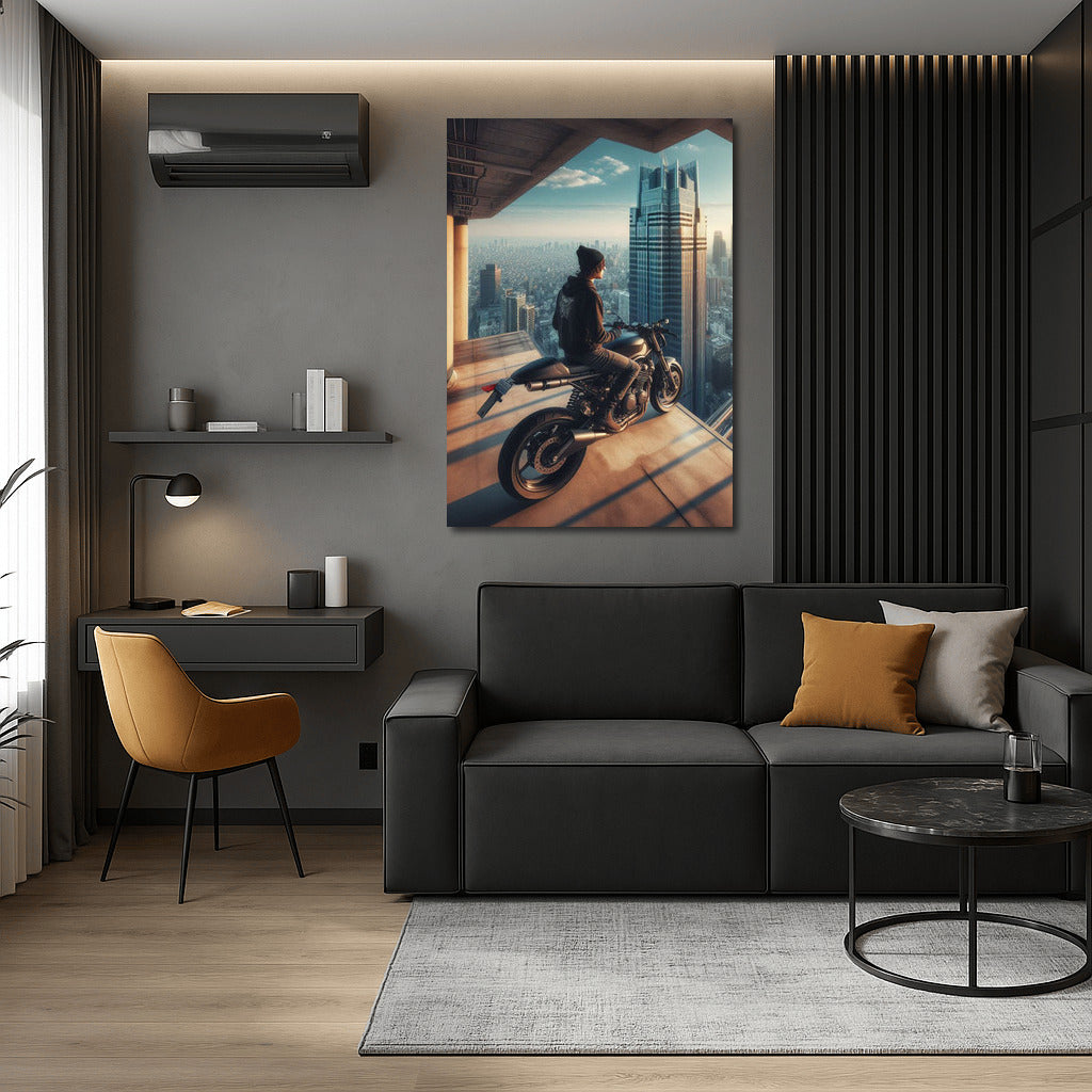 Freedom on Top: Suzuki Motorcycle on the Roof of a Skyscraper