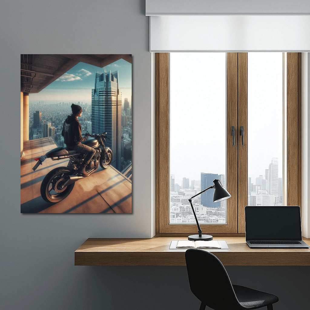 Freedom on Top: Suzuki Motorcycle on the Roof of a Skyscraper