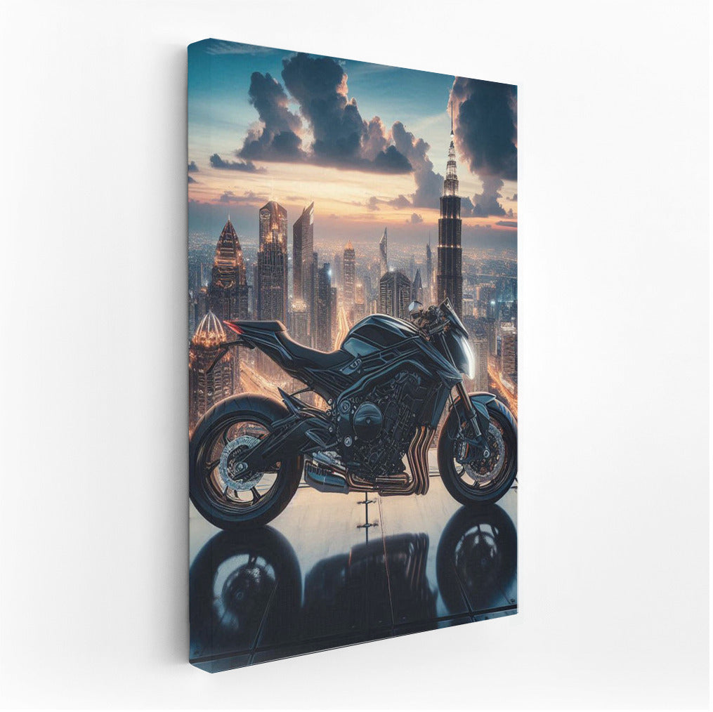 Suzuki on Top: Motorcycle in the Skyscraper Glow