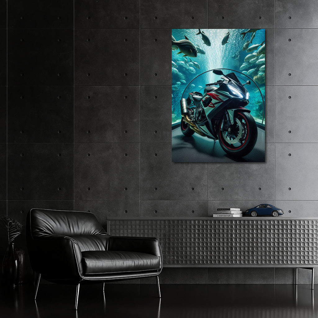 Underwater Adventure: Suzuki Motorcycle in Tunnel