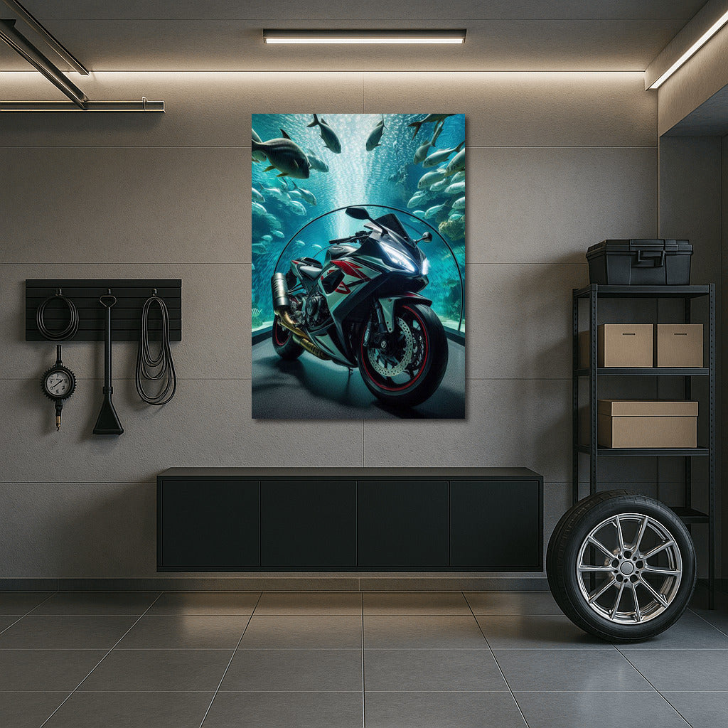Underwater Adventure: Suzuki Motorcycle in Tunnel