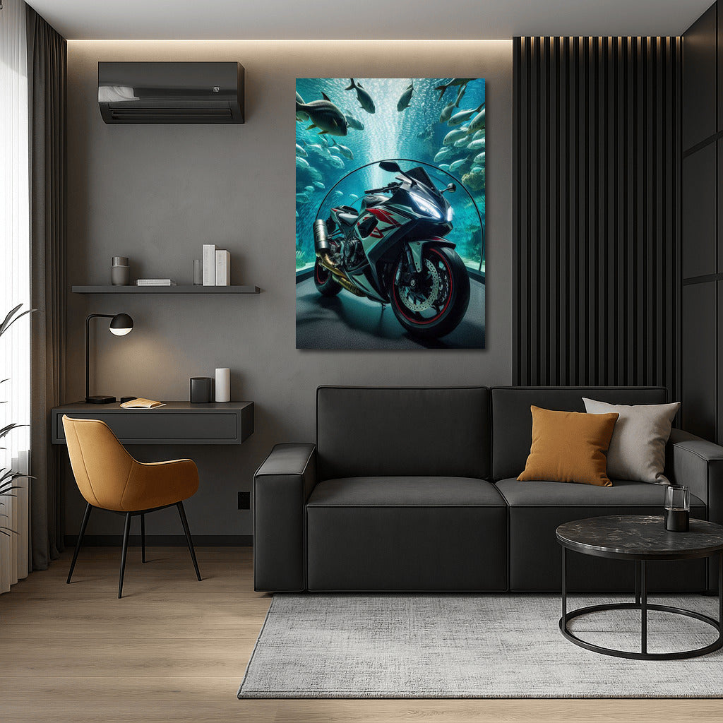 Underwater Adventure: Suzuki Motorcycle in Tunnel