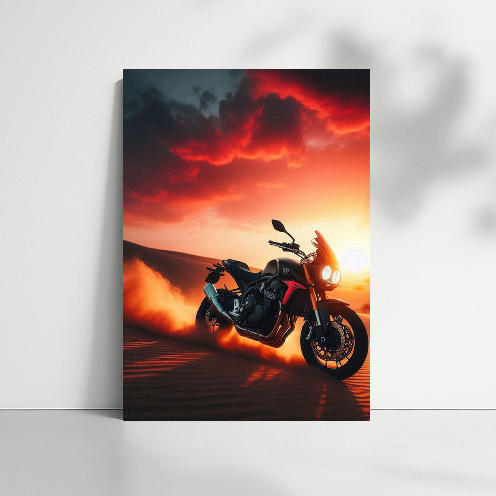 Sunset Triumph: Triumph Motorcycle in the Desert