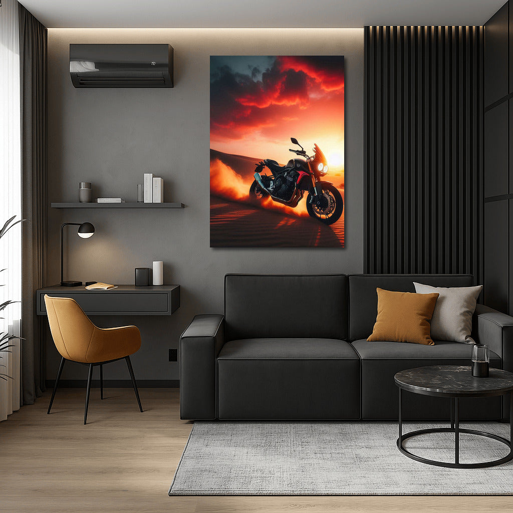 Sunset Triumph: Triumph Motorcycle in the Desert