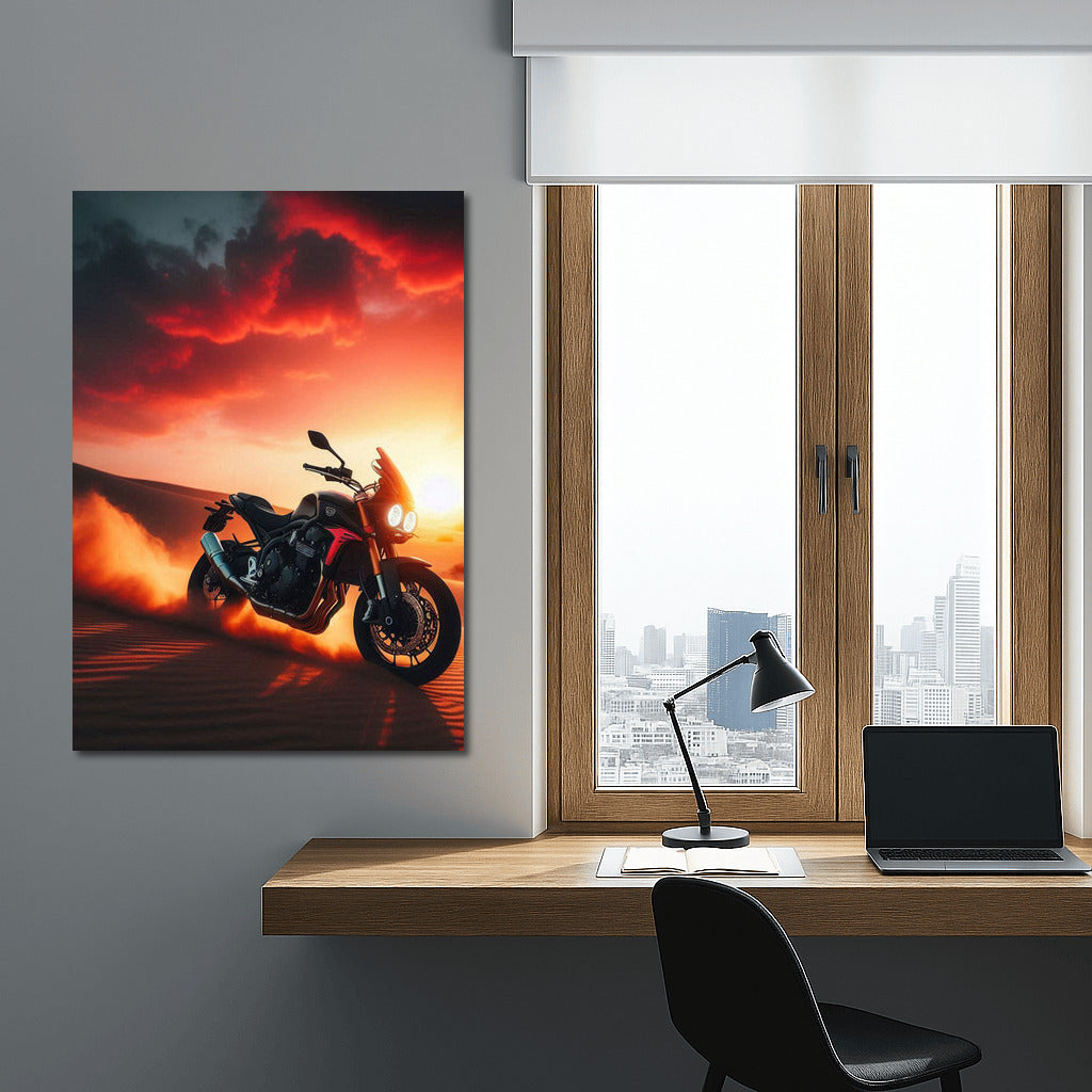 Sunset Triumph: Triumph Motorcycle in the Desert