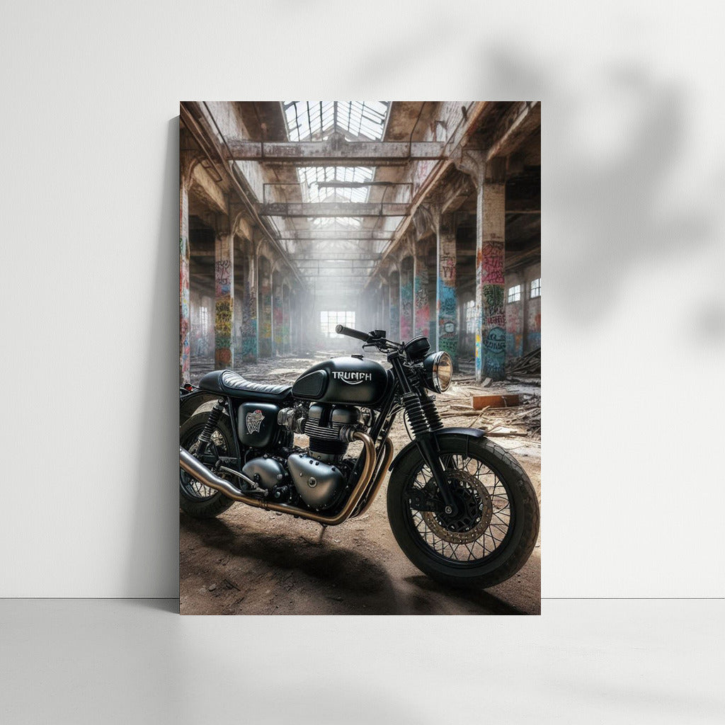 Triumph in Forgotten Warehouse: Retro Motorcycle in Industrial Style